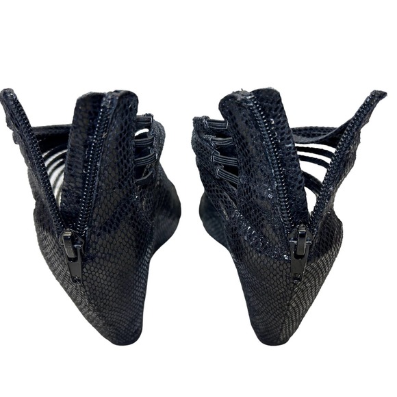 Jeffrey Campbell Ibiza Last Black snake embossed Leather Wedge shoes W Size 6 - Picture 13 of 16